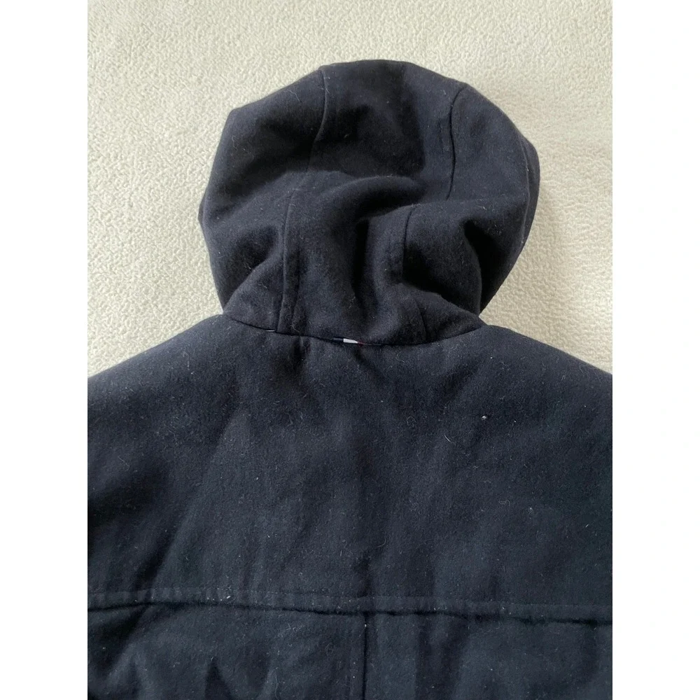 Tommy Hilfiger Duffle‎ Coat Mens Small Navy Blue Wool Blend Toggle Hooded Jacket